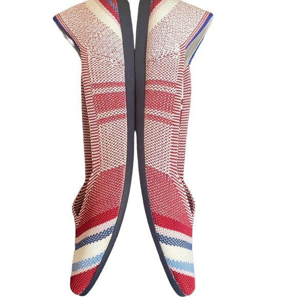 Rothy's 7 Varsity Stripe Red Points Rare Unicorn Flat Shoes BNIB - Picture 6 of 15